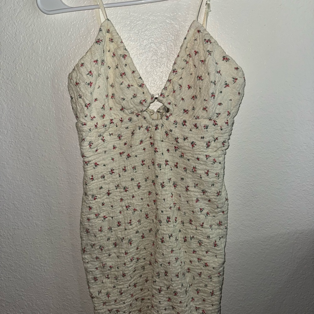 Papaya Cream Floral Dress